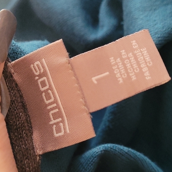 Chicos Jessie Doubleface gray teal envy cardigan sz 1 US sz 8/10 WT265 - Picture 3 of 4